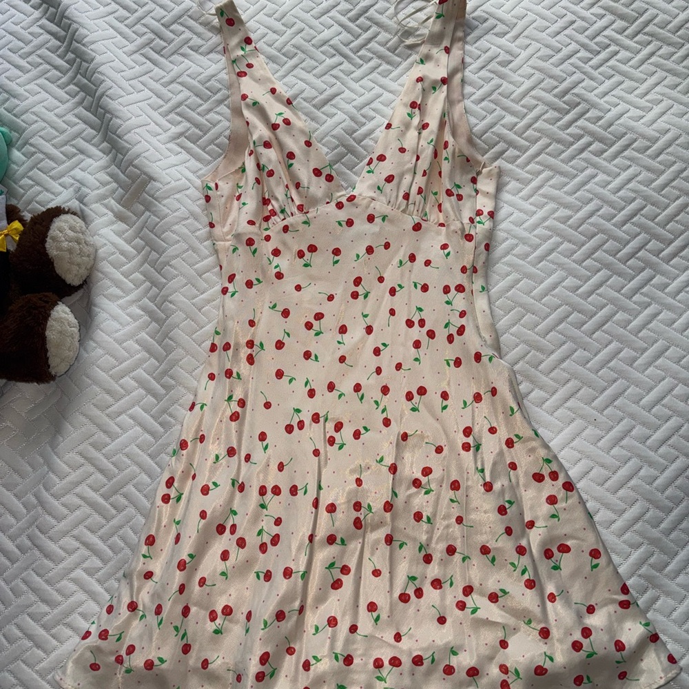 ZARA Cherry Print V-Neck Sundress